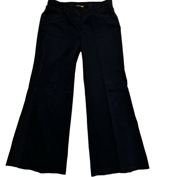 Mandorla Italian Exposed Seams Side Linen Band Wide Leg Pants, Slacks,Trousers - Picture 1 of 10